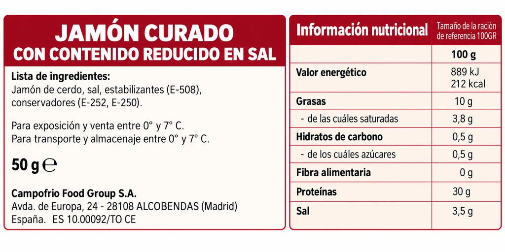 Navidul Jamon Curado Reducido en Sal 45 g