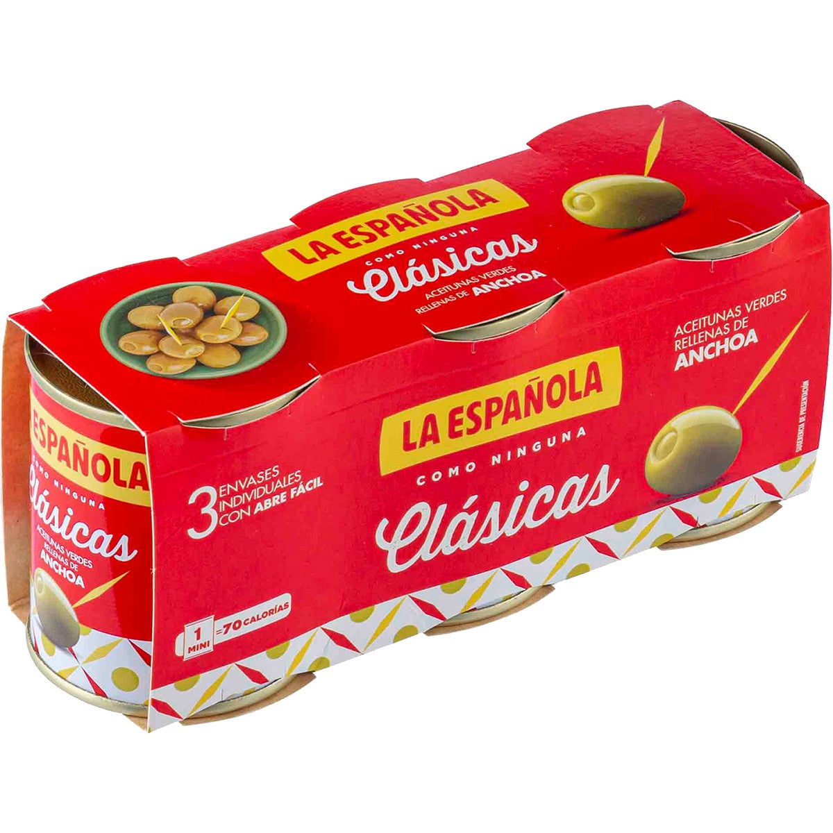 LA ESPAÑOLA CLASICAS ACEITUNAS R/ANCHOA PACK 3 X 50GR