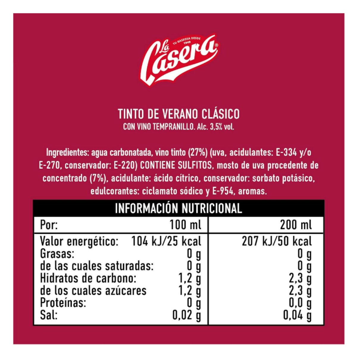 (*) TINTO VER. CASERA LIMON LATA 33 CL.