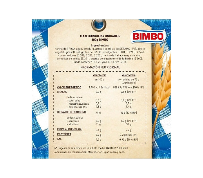 BIMBO MAXI BURGUER PACK-4 UND.