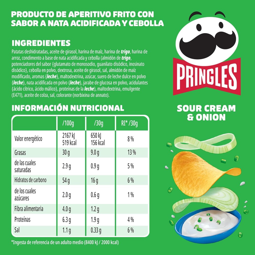 PATATAS PRINGLES SOUR CREAM & ONION 165GR