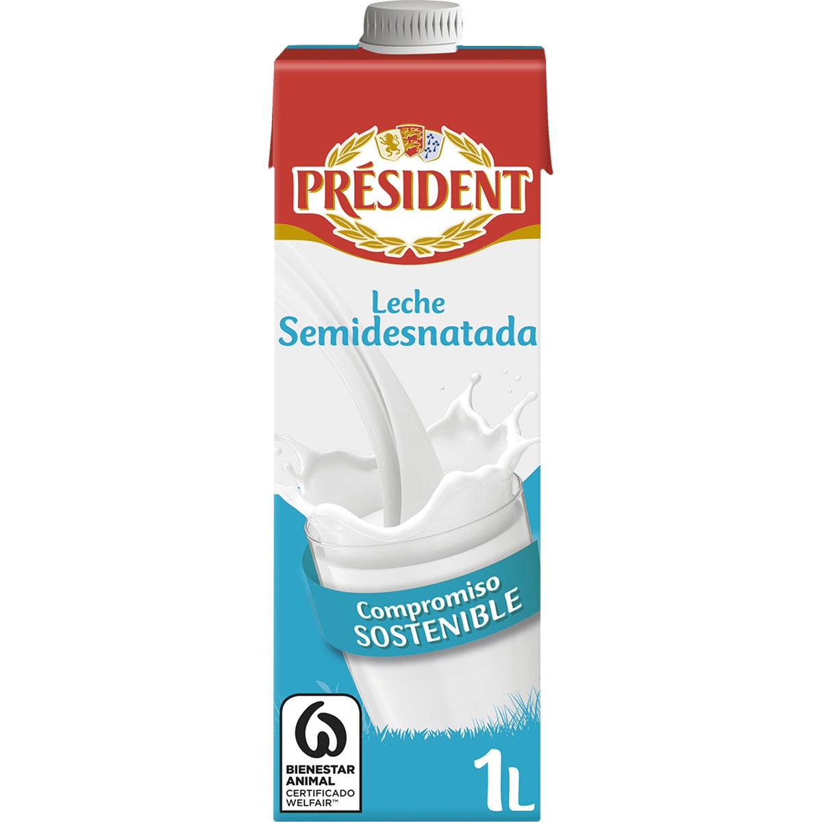 LECHE PRESIDENT SEMIDESNATADA BRICK 1LITRO