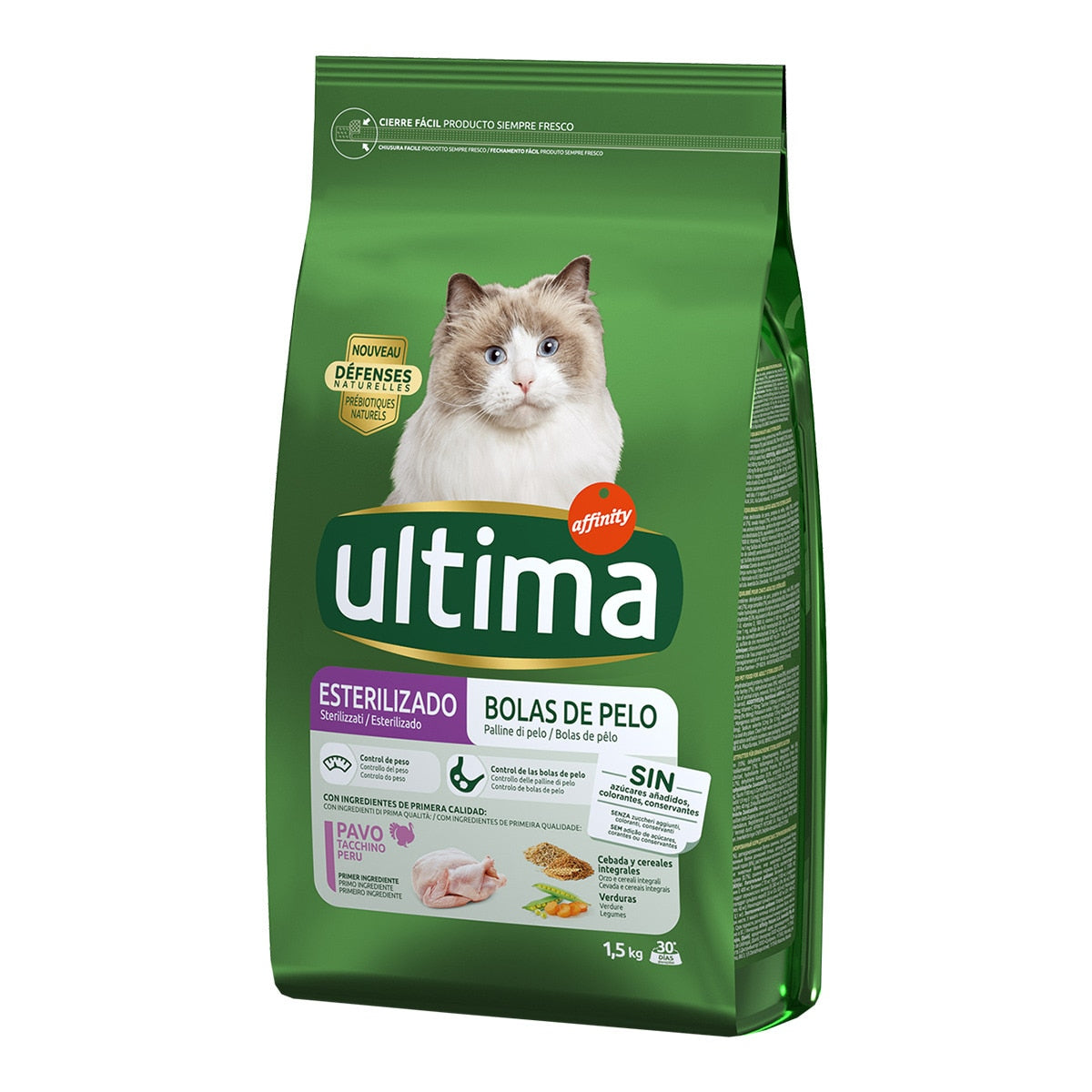 ULTIMA CAT ESTERILIZADO BOLAS DE PELO PAVO 1,5KG